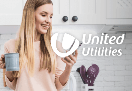 Woman in Kitchen United Utilities Text Msg Thumbnail