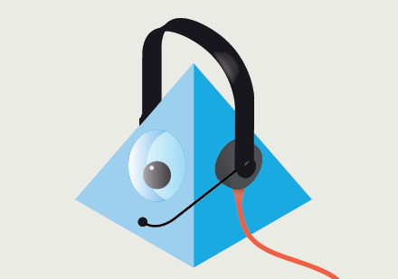 Thumbnail: Logo Blue Prism mit Callcenter-Kopfhörern